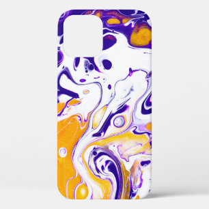 Fluid art texture: swirling paints. iPhone 12 case