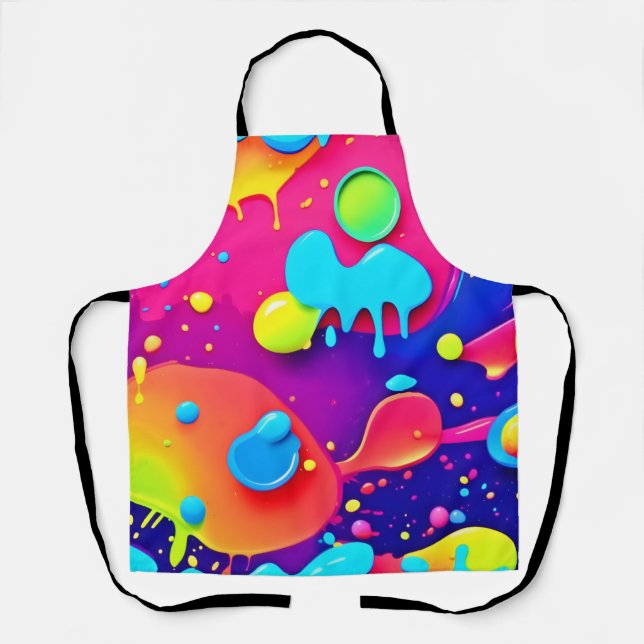 Fluid Colour Chaos: Dynamic Digital Artwork Apron (Front)
