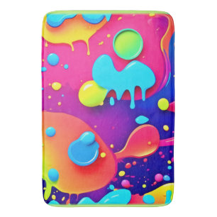 Fluid Colour Chaos: Dynamic Digital Artwork Bath Mat