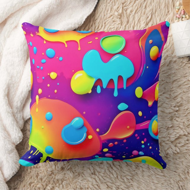 Fluid Colour Chaos: Dynamic Digital Artwork Cushion (Blanket)