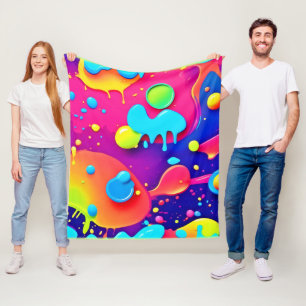Fluid Colour Chaos: Dynamic Digital Artwork Fleece Blanket