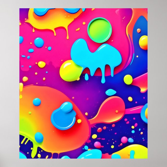 Fluid Colour Chaos: Dynamic Digital Artwork Poster (Front)