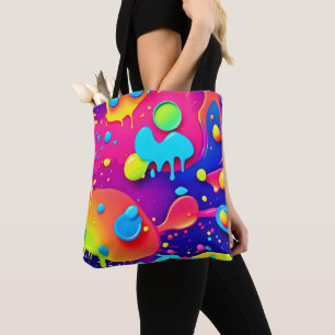 Fluid Colour Chaos: Dynamic Digital Artwork Tote Bag