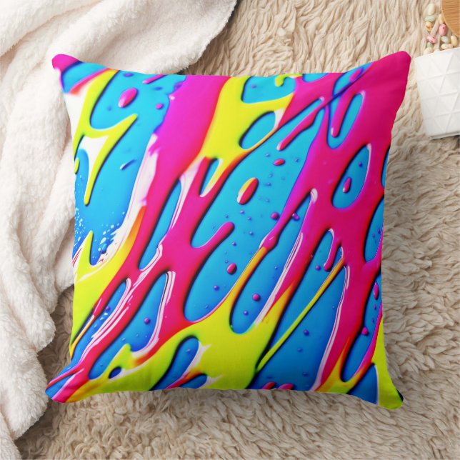 Fluid Colours: A Dripping Abstract Masterpiece Cushion (Blanket)