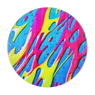 Fluid Colours: A Dripping Abstract Masterpiece Cutting Board
