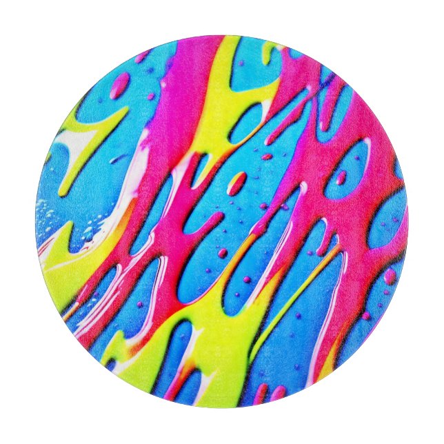 Fluid Colours: A Dripping Abstract Masterpiece Cutting Board (Front)