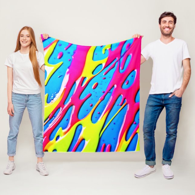 Fluid Colours: A Dripping Abstract Masterpiece Fleece Blanket (In Situ)