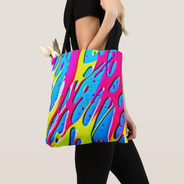 Fluid Colours: A Dripping Abstract Masterpiece Tote Bag (Close Up)