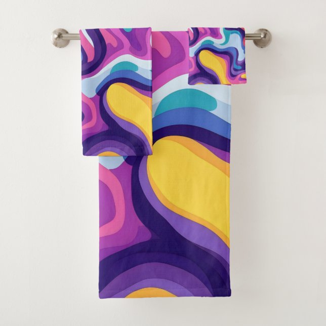 Fluid colours abstract 1 bath towel set (Insitu)