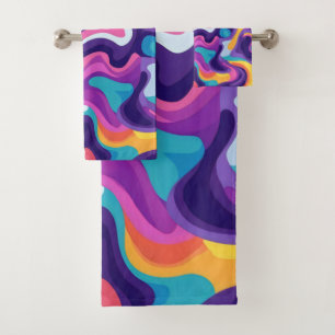 Fluid colours abstract 2 bath towel set