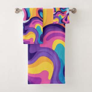 Fluid colours abstract 4 bath towel set