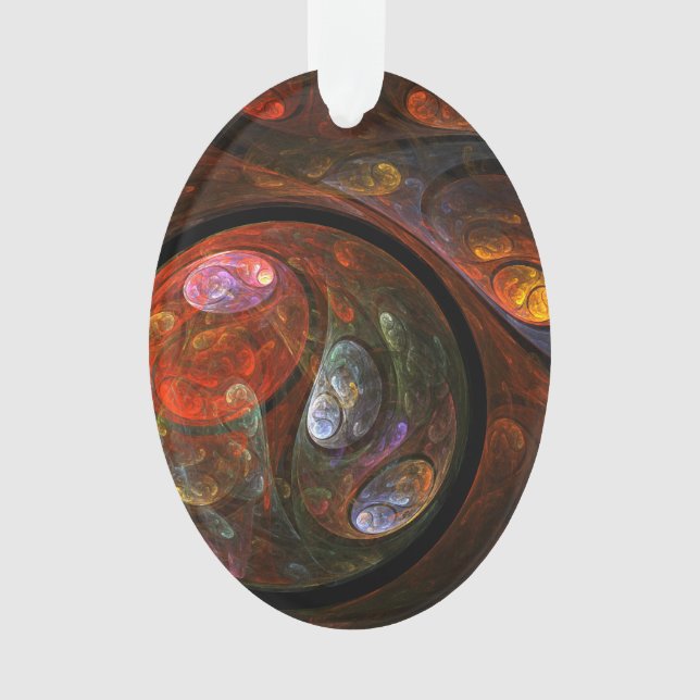 Fluid Connection Abstract Art Acrylic Oval Ornament (Front)