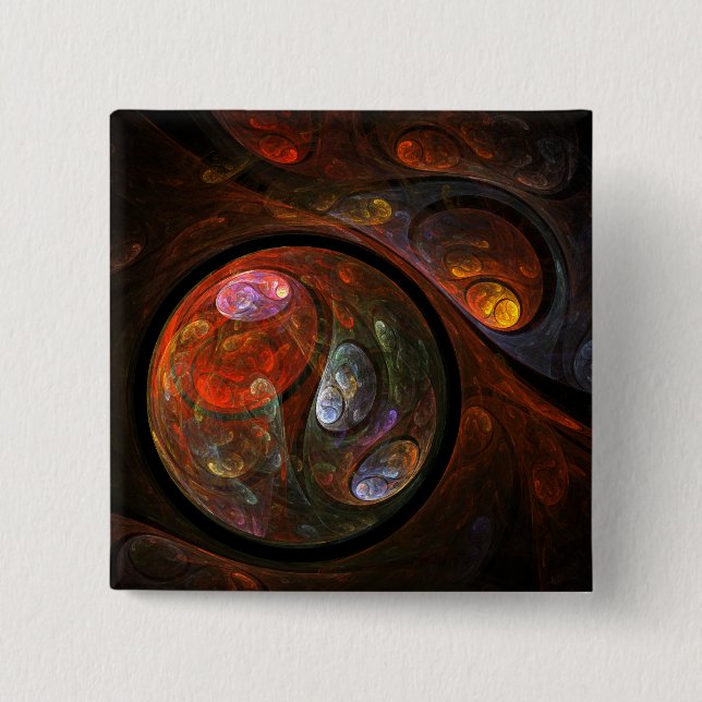 Fluid Connection Abstract Art Button (square) (Front)