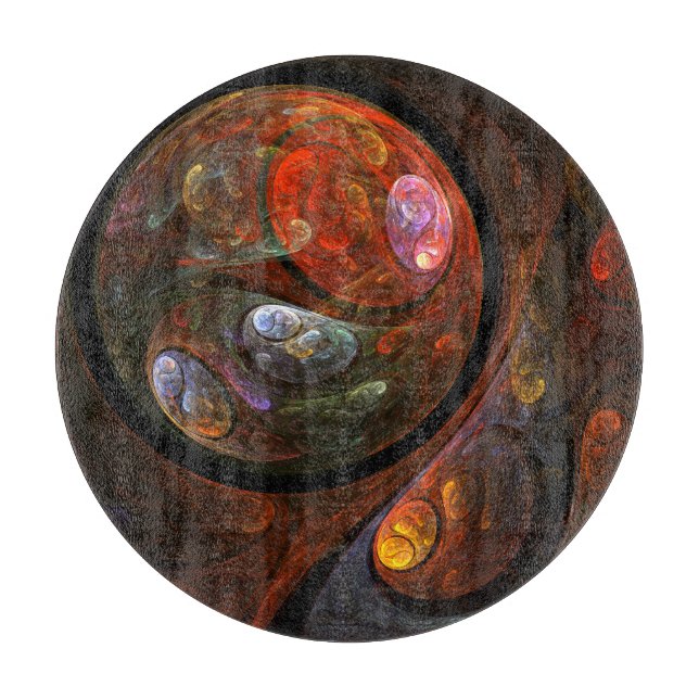 Fluid Connection Abstract Art Circle Cutting Board (Front)
