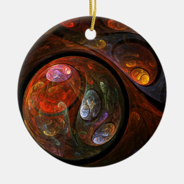 Fluid Connection Abstract Art Circle Ornament (Front)