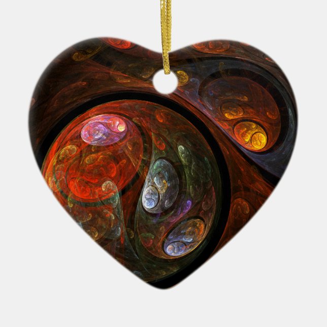 Fluid Connection Abstract Art Heart Ornament (Front)