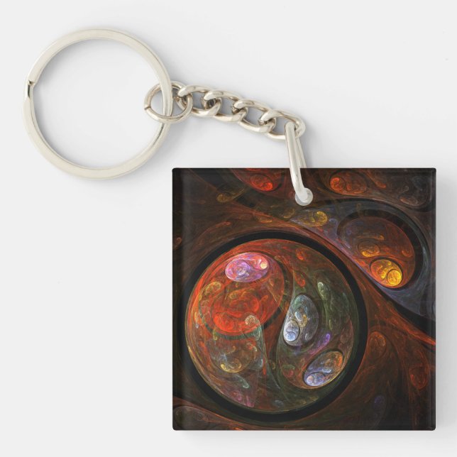 Fluid Connection Abstract Art Key Ring (Front)