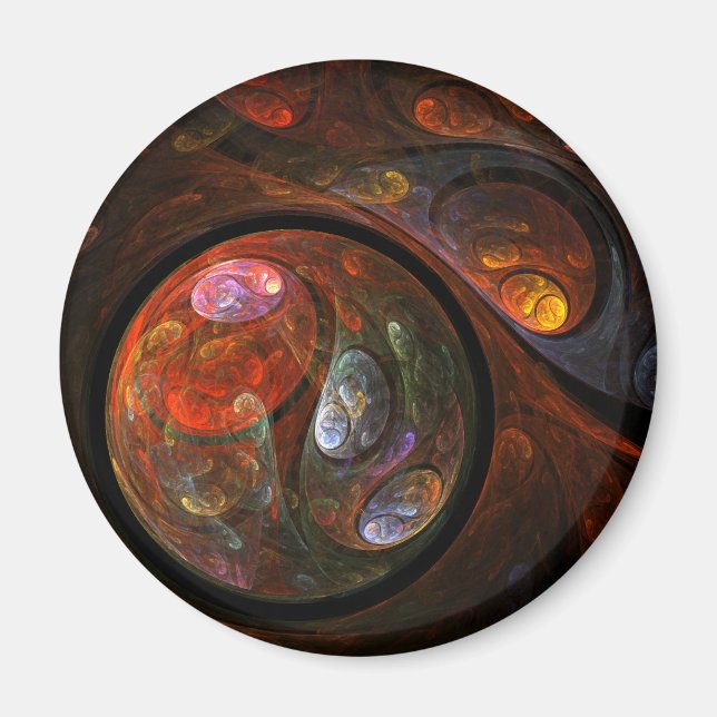 Fluid Connection Abstract Art Round Magnet (Front)