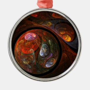 Fluid Connection Abstract Art Round Metal Tree Decoration