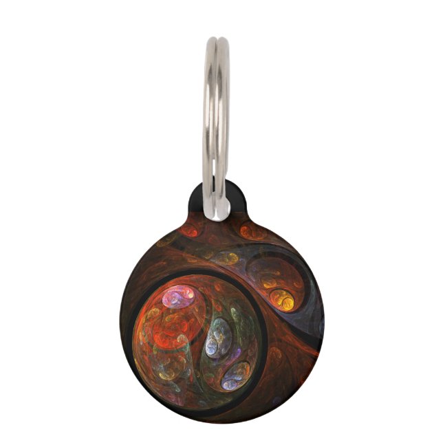 Fluid Connection Abstract Art Round Pet Tag (Front)
