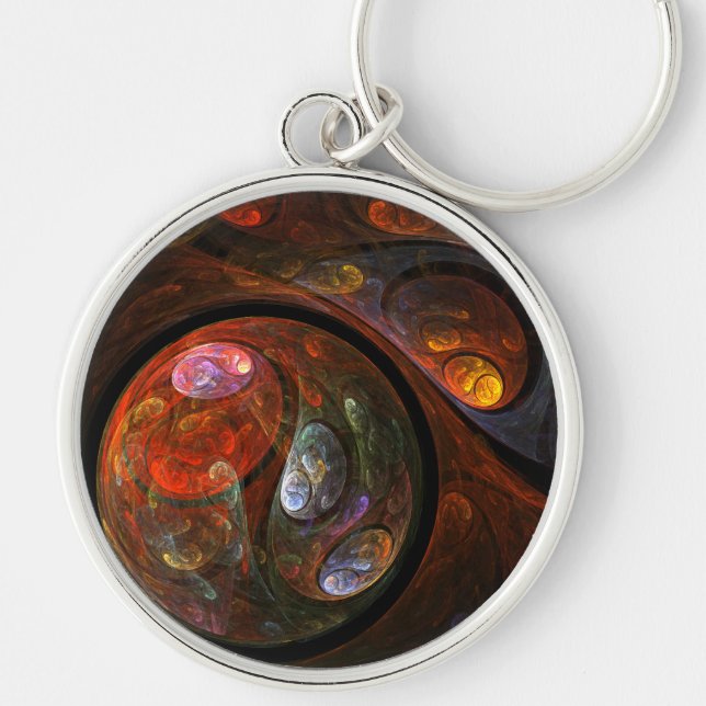 Fluid Connection Abstract Art Small Key Ring (Front)