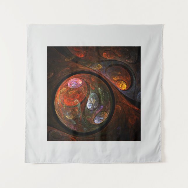 Fluid Connection Modern Cosmic Abstract Art Tapestry (Front)