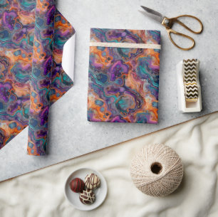 Fluid Design with Rich Purples, Oranges, and Blues Wrapping Paper