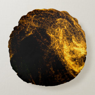 Fluid gold color particles flowing beautiful with round cushion