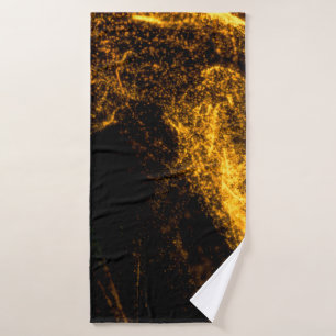 Fluid gold colour particles flowing beautiful with bath towel