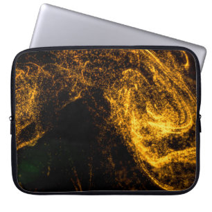 Fluid gold colour particles flowing beautiful with laptop sleeve