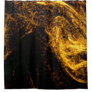 Fluid gold colour particles flowing beautiful with shower curtain