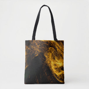 Fluid gold colour particles flowing beautiful with tote bag