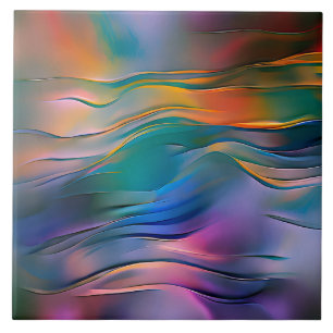 "Fluid Horizons" Contemporary Abstract Art Ceramic Tile