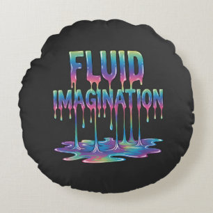 Fluid Imagination Abstract Flowing Shapes Round Cushion