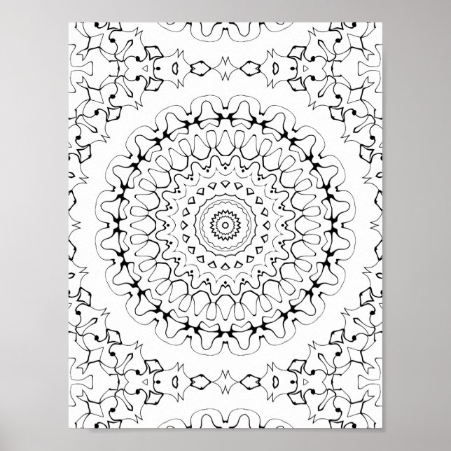 Fluid Ink Ripple Colouring Page Pattern Artwork Poster (Front)