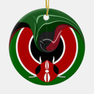 Fluid Kenya Flag Hakuna Matata Ceramic Tree Decoration