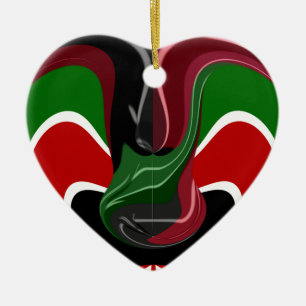 Fluid Kenya: National Flag Texture Abstract Art Ceramic Tree Decoration