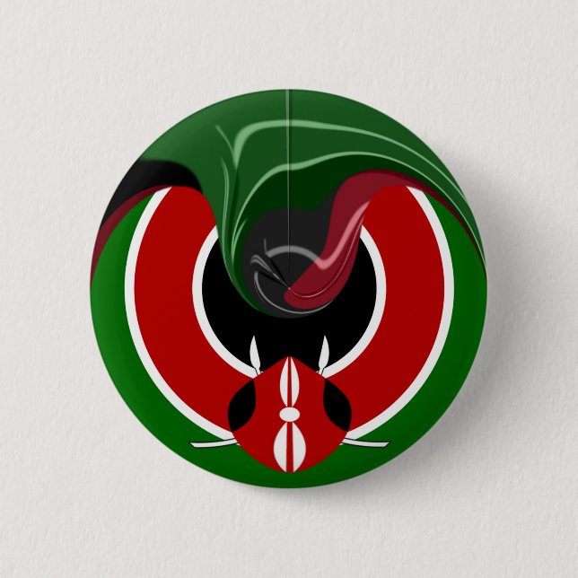 Fluid Kenyan Flag: A Modern Design 6 Cm Round Badge (Front)