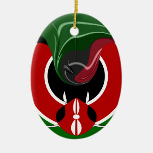 Fluid Kenyan Flag: A Modern Design Ceramic Ornament