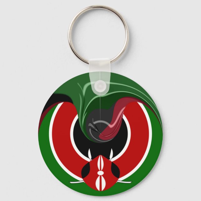 Fluid Kenyan Flag: A Modern Design Key Ring (Front)