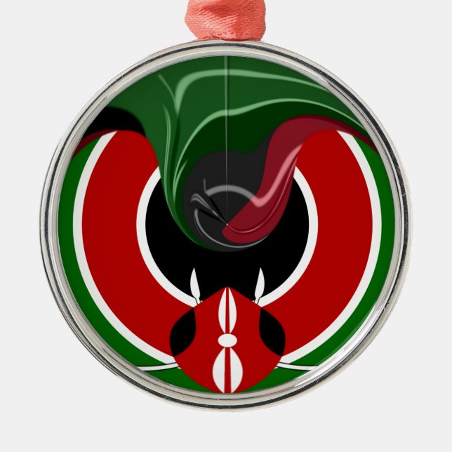 Fluid Kenyan Flag: A Modern Design Metal Ornament (Front)