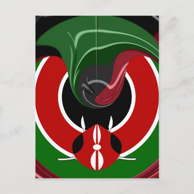 Fluid Kenyan Flag: A Modern Design Postcard (Front)