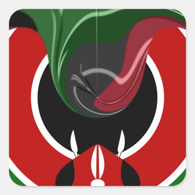 Fluid Kenyan Flag: A Modern Design Square Sticker (Front)