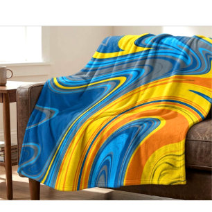 Fluid Marble Modern Design Meeting Ocean and Sun Sherpa Blanket