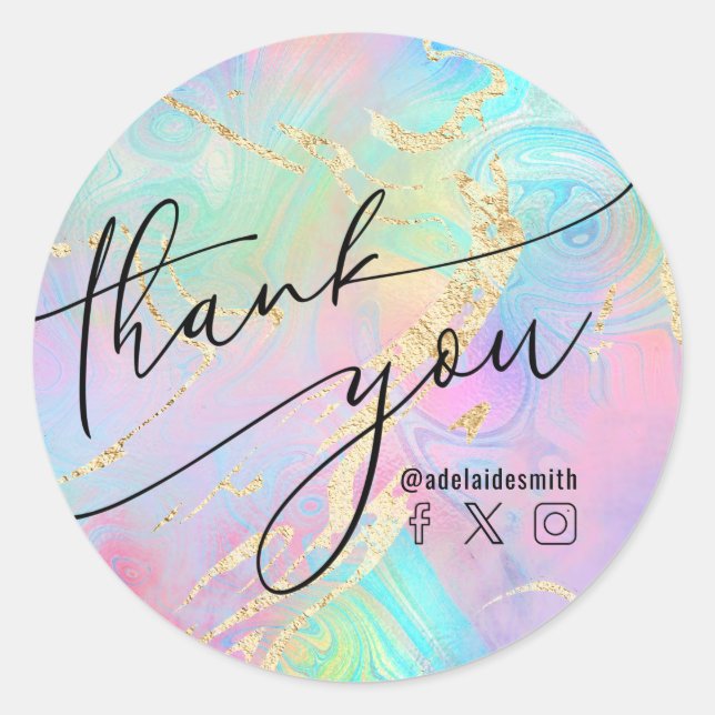 fluid marble thank you classic round sticker (Front)