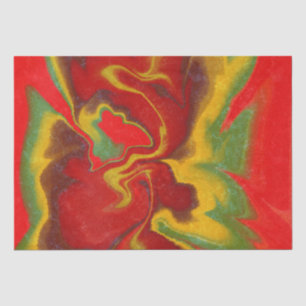 Fluid Marble Wavy Vibrant Red Yellow Green Swirls Tissue Paper