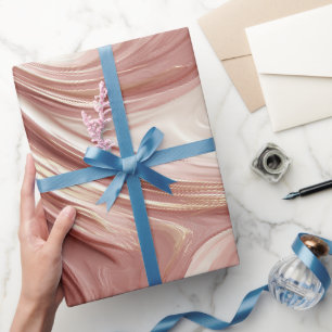 Fluid Motion Rose Gold Pink Glow Abstract Pattern Wrapping Paper