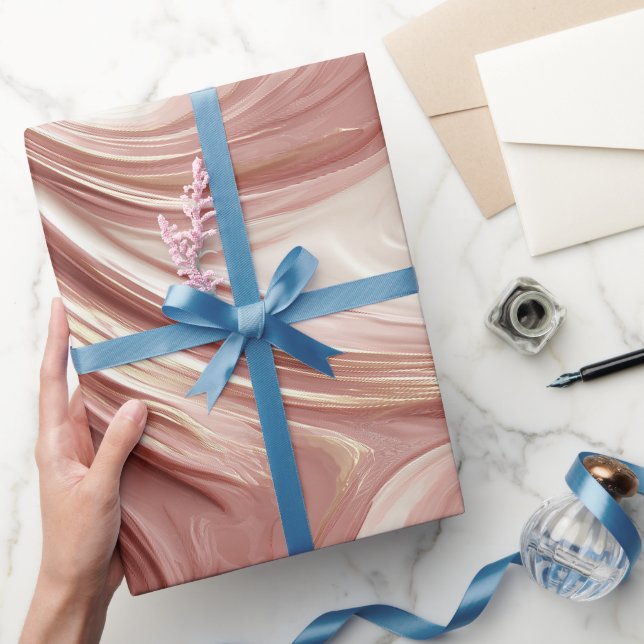 Fluid Motion Rose Gold Pink Glow Abstract Pattern Wrapping Paper (Gifting)