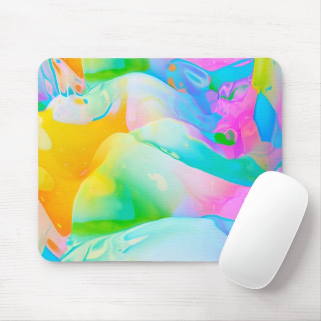 Fluid Neon Abstract Mouse Pad (With Mouse)