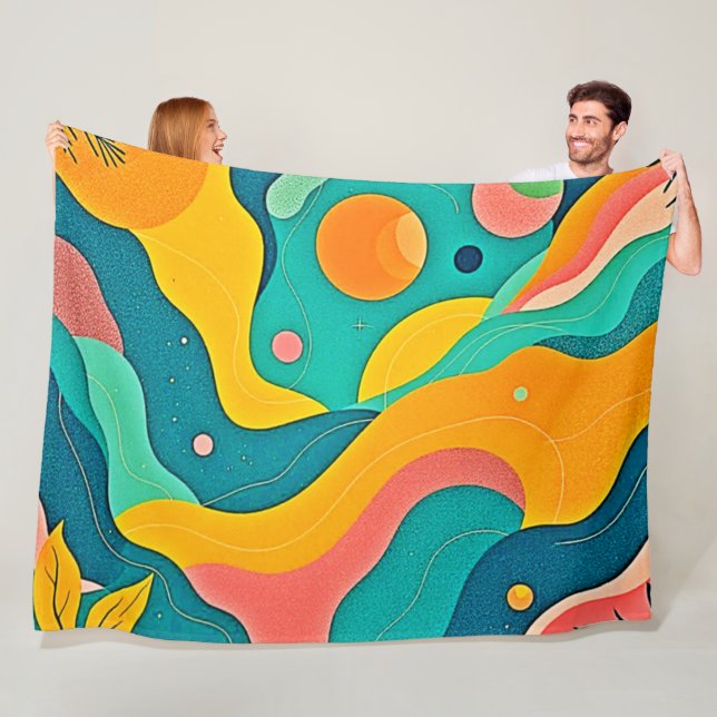 Fluid Organic Shapes Art Fleece Blanket (In Situ)